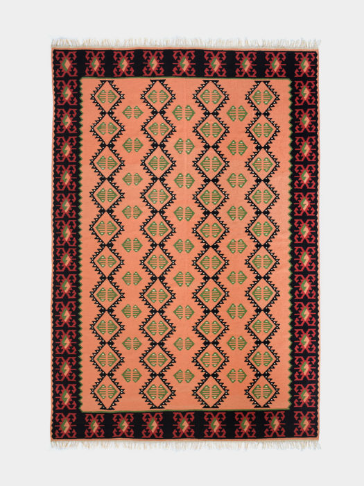 KOBEIAGI KILIMS LEJLA KILIM Kilim is a traditional hand-woven wool fabric that can be used as a rug, a blanket or a bed cover. It can also be a charming decoration for walls and windows. Created by Slovenian duo Kobeiagi Kilims.