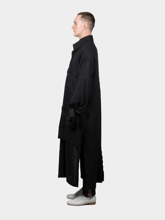 Ludus Black Linen Coat