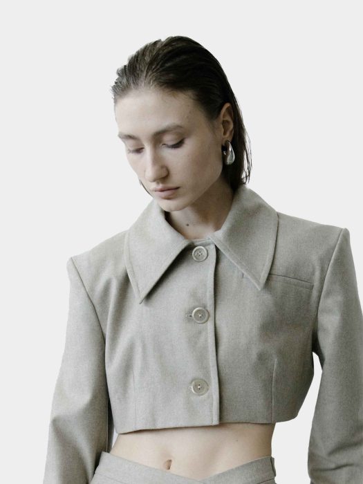 Triangle Jacket Button Triangle Cropped Jacket - Taupe