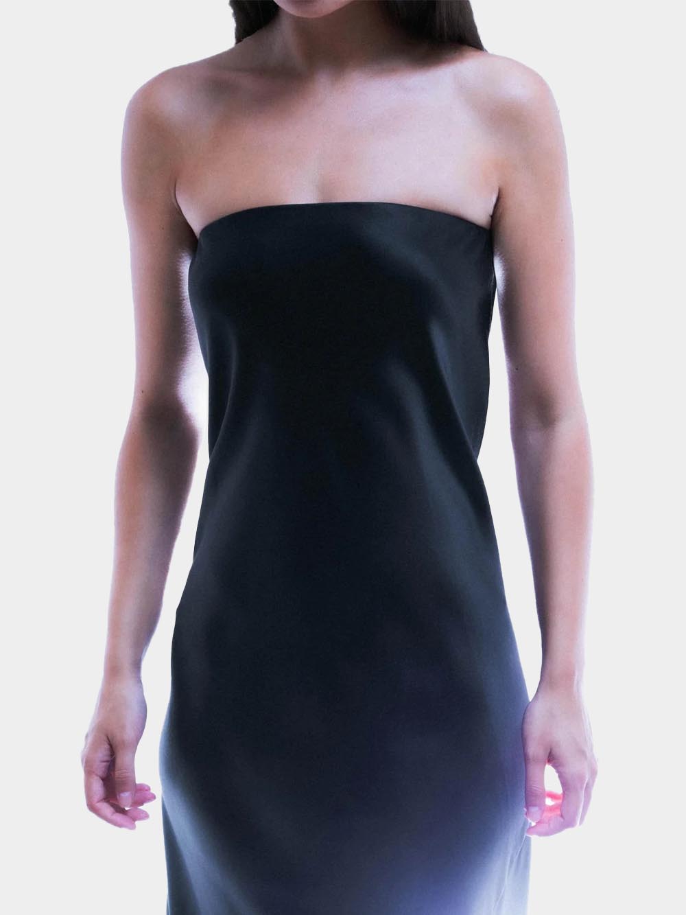 Ebony Strapless Silk Dress