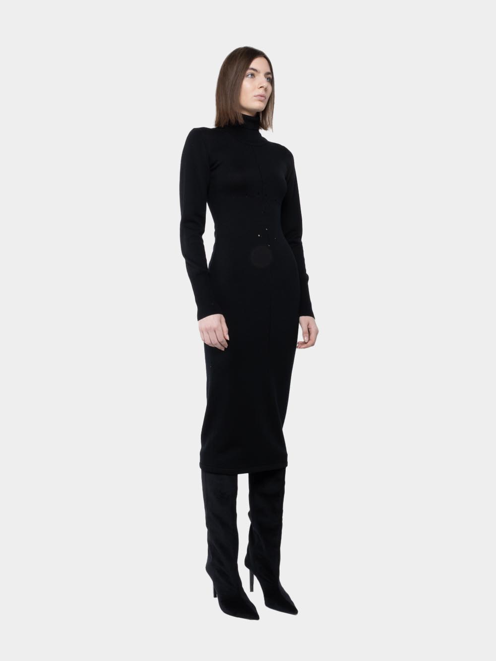 Knitted Wool Dress - Black