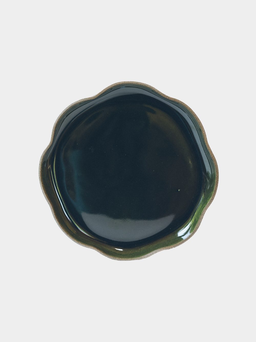 Handmade Ceramic Plate Flow - Deep Green